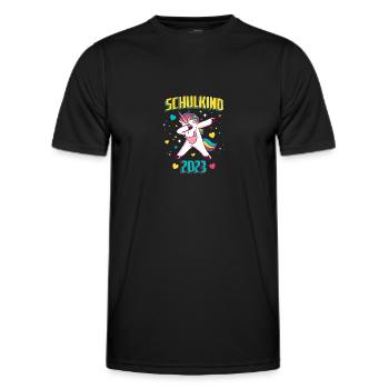 Schulkind 2023 Einhorn Einschulung - Männer Funktions-T-Shirt - Schwarz - Vorne - AI Model Male 178 dark (178cm)