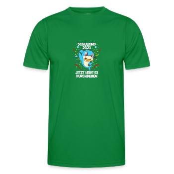 Einschulung 2023 Hai Schulkind Schuleinführung - Männer Funktions-T-Shirt - Kelly Green - Vorne - AI Model Male 178 dark (178cm)