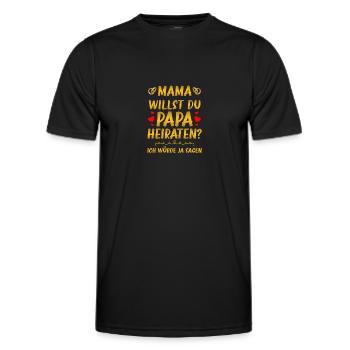 Ich würde ja sagen Heiratsantrag Hochzeitsantrag - Männer Funktions-T-Shirt - Schwarz - Vorne - AI Model Male 178 dark (178cm)