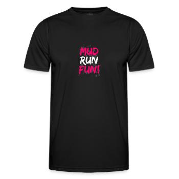 Schlammlauf Mud Run Fun! Muddy Race - Men's Functional T-Shirt - black - Front - AI Model Male 178 dark (178cm)