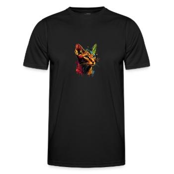 Abyssinian Cat Colorful Gaze - Männer Funktions-T-Shirt - Schwarz - Vorne - AI Model Male 178 dark (178cm)