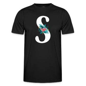 lettre S fleuris - T-shirt sport Homme - noir - Devant - AI Model Male 178 dark (178cm)