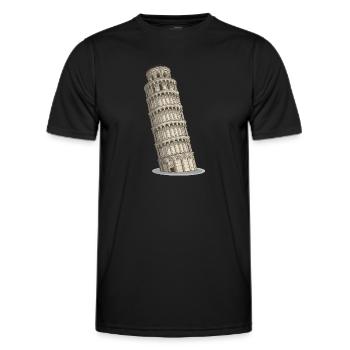 Tour de Pise - T-shirt sport Homme - noir - Devant - AI Model Male 178 dark (178cm)