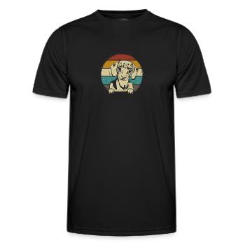 Dachshund Breed Dachshund Teckel 70s 80s retro - Men's Functional T-Shirt - black - Front - AI Model Male 178 dark (178cm)