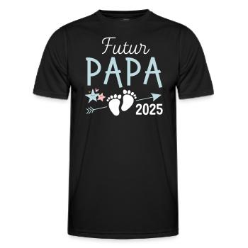 Futur Papa 2025 Cadeau Bientôt Père - T-shirt sport Homme - noir - Devant - AI Model Male 178 dark (178cm)