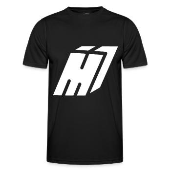 Lettre M abstraite - T-shirt sport Homme - noir - Devant - AI Model Male 178 dark (178cm)