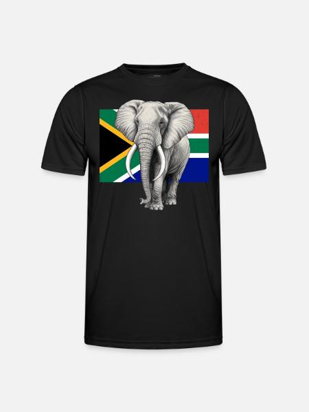 Drapeau éléphant d’Afrique du Sud - T-shirt sport Homme - noir