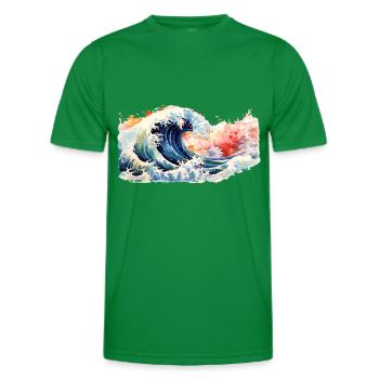 Japanese Wave the Great Wave of Kanagawa - Men's Functional T-Shirt - kelly green - Front - AI Model Male 178 dark (178cm)