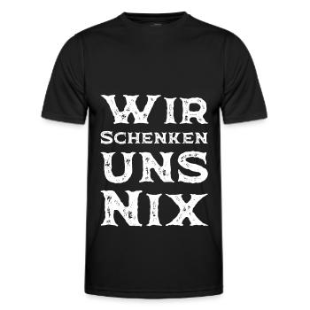 Wir schenken uns nix lustiges Geschenk - Männer Funktions-T-Shirt - Schwarz - Vorne - AI Model Male 178 dark (178cm)