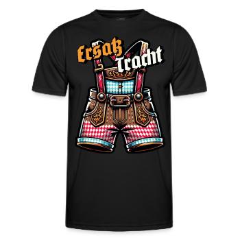 ERSATZ TRACHT LEDERHOSN - Männer Funktions-T-Shirt - Schwarz - Vorne - AI Model Male 178 dark (178cm)