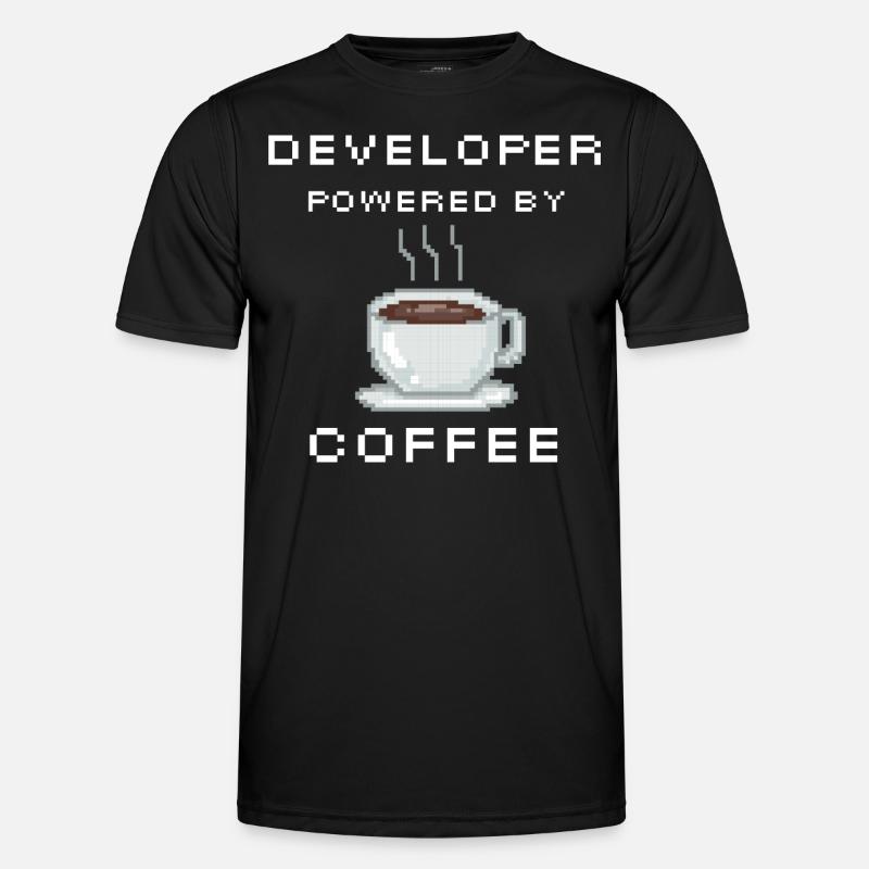 Developer powered by Coffee - Männer Funktions-T-Shirt - Schwarz