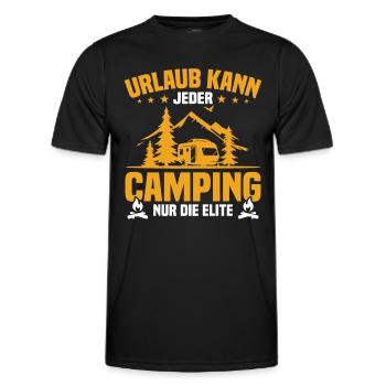 Urlaub Kann Jeder Camping nur Die Elite - Männer Funktions-T-Shirt - Schwarz - Vorne - AI Model Male 178 dark (178cm)