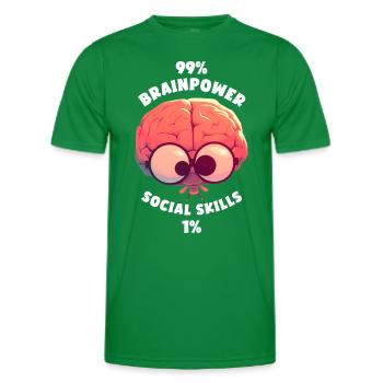 99% Brainpower 1% Social skills Brain Funny - Men's Functional T-Shirt - kelly green - Front - AI Model Male 178 dark (178cm)