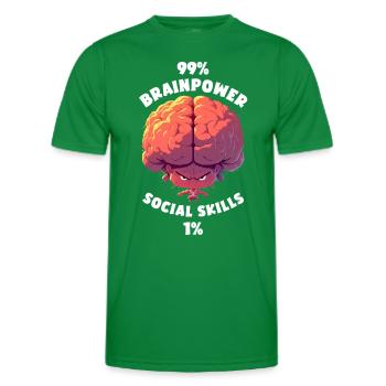 99% Brainpower 1% Social skills Cartoon Brain - Men's Functional T-Shirt - kelly green - Front - AI Model Male 178 dark (178cm)