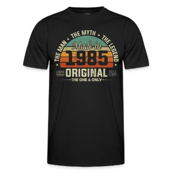 Original 1985 Vintage Retro Jubiläumsgeschenk - Männer Funktions-T-Shirt - Schwarz - Vorne - AI Model Male 178 dark (178cm)