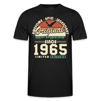 Original 1965 Vintage Vintage fødselsdagsgave - Funktionsshirt til herrer - sort - Foran - AI Model Male 178 dark (178cm)