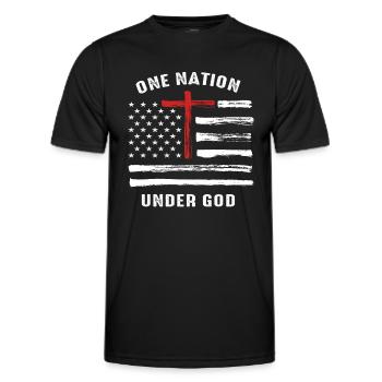 Christian Faith Family Vintage USA Flag - Men's Functional T-Shirt - black - Front - AI Model Male 178 dark (178cm)