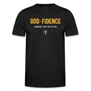 God Fidence Knowing I Can't but He can Christian - Men's Functional T-Shirt - black - Front - AI Model Male 178 dark (178cm)