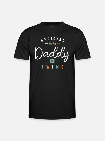 Daddy of Twins Funny New Dad To Be Expecting 2023 - Men's Functional T-Shirt - black