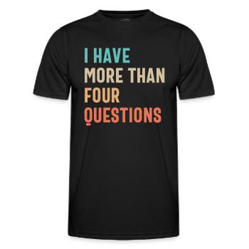 Quatre questions? Pfft! J’ai plus - T-shirt sport Homme - noir - Devant - AI Model Male 178 dark (178cm)