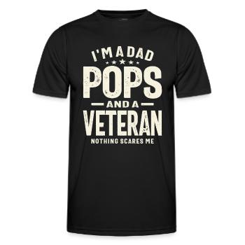 Papa Pops und Veteran, nichts macht mir Angst! - Männer Funktions-T-Shirt - Schwarz - Vorne - AI Model Male 178 dark (178cm)