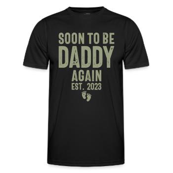 Soon to be Daddy Again Est. 2023 - Father's Day - Men's Functional T-Shirt - black - Front - AI Model Male 178 dark (178cm)