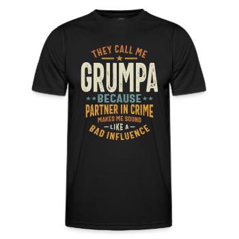 Grumpa - Not a Bad Influence, Just a Partner Crime - Men's Functional T-Shirt - black - Front - AI Model Male 178 dark (178cm)