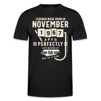 November 1967 56th Birthday Gifts 56 Year Old - Men's Functional T-Shirt - black - Front - AI Model Male 178 dark (178cm)