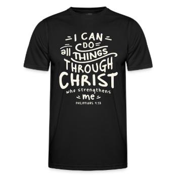 All Things Possible - Philippians 4:13 Christian - Men's Functional T-Shirt - black - Front - AI Model Male 178 dark (178cm)