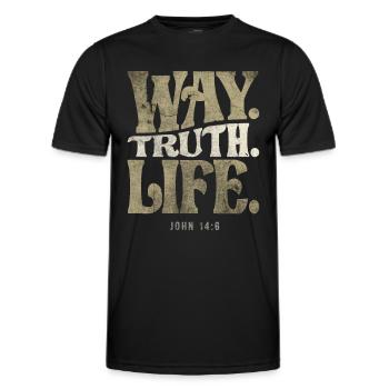 Way Truth Life - John 14:6 Bible Verse Christian - Men's Functional T-Shirt - black - Front - AI Model Male 178 dark (178cm)