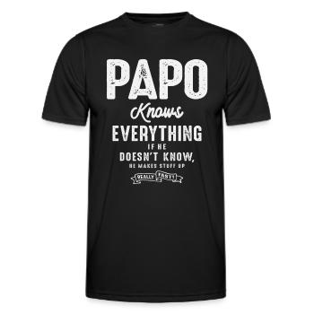 Papo Knows Everything - Father's Day - Men's Functional T-Shirt - black - Front - AI Model Male 178 dark (178cm)