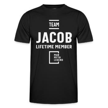 Team Jacob Lifetime Member Funny Name Jacob - Men's Functional T-Shirt - black - Front - AI Model Male 178 dark (178cm)
