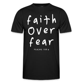 Glaube statt Angst – Psalm 118,6 Christliches Zitat - Männer Funktions-T-Shirt - Schwarz - Vorne - AI Model Male 178 dark (178cm)