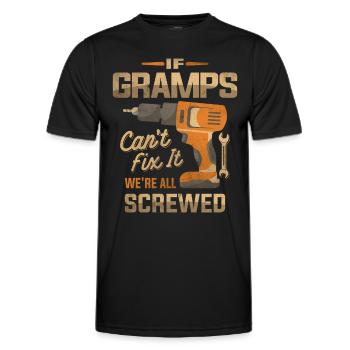 If Gramps Can't Fix It We're All Screwed Grandpa - Men's Functional T-Shirt - black - Front - AI Model Male 178 dark (178cm)