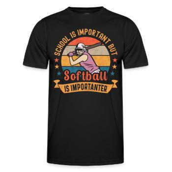Schule ist wichtig, aber Softball ist wichtiger - Männer Funktions-T-Shirt - Schwarz - Vorne - AI Model Male 178 dark (178cm)