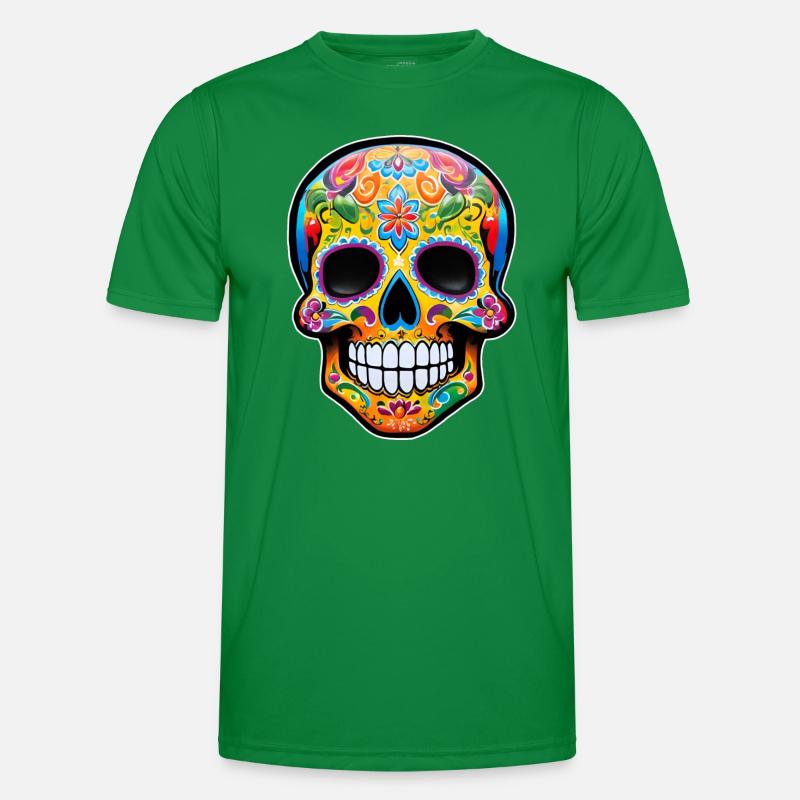 Crâne de Dia de los Muertos T-shirt sport Homme