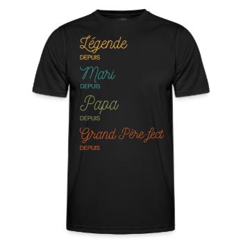 Grand Père-fect Légende Papa cadeau Personnalisé - T-shirt sport Homme - noir - Devant - AI Model Male 178 dark (178cm)