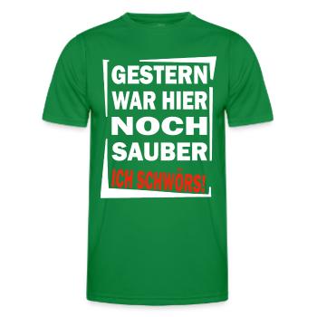 Chaot - Gestern war noch Sauber - Chaos Aufräumen - Männer Funktions-T-Shirt - Kelly Green - Vorne - AI Model Male 178 dark (178cm)