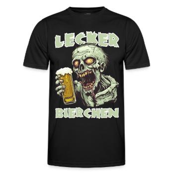 Lecker Bierchen X Zombie mit Bier spaßiges - Männer Funktions-T-Shirt - Schwarz - Vorne - AI Model Male 178 dark (178cm)