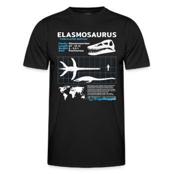 Fiche d’information sur Elasmosaurus - T-shirt sport Homme - noir - Devant - AI Model Male 178 dark (178cm)