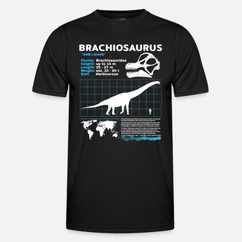 Brachiosaurus Datenblatt - Männer Funktions-T-Shirt - Schwarz