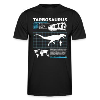 Fiche d’information sur Tarbosaurus - T-shirt sport Homme - noir - Devant - AI Model Male 178 dark (178cm)