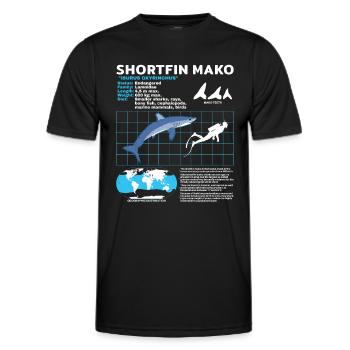 Makohai fact sheet - Männer Funktions-T-Shirt - Schwarz - Vorne - AI Model Male 178 dark (178cm)