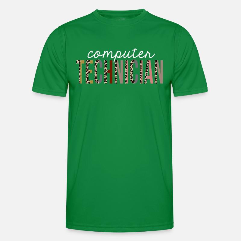 Computertechniker-Leopard-Druck-lustiges Geschenk Männer Funktions-T-Shirt