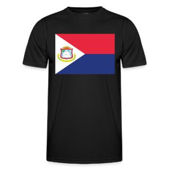 Official Sint Maarten Flag Maartener Country Pride - Men's Functional T-Shirt - black - Front - AI Model Male 178 dark (178cm)