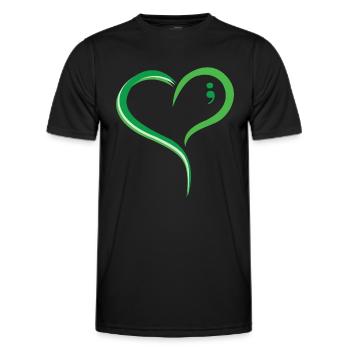Mnenal Health Green Heart Comma : Répandre l’amour et - T-shirt sport Homme - noir - Devant - AI Model Male 178 dark (178cm)