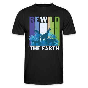 Rewild The Earth Wildlife Citations - T-shirt sport Homme - noir - Devant - AI Model Male 178 dark (178cm)
