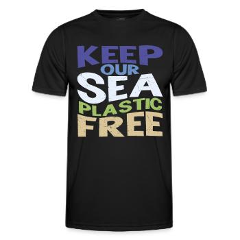 Halten Sie unser Meer plastikfrei - Männer Funktions-T-Shirt - Schwarz - Vorne - AI Model Male 178 dark (178cm)