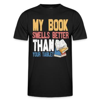 Mon livre sent mieux que votre tablette Citations de livre - T-shirt sport Homme - noir - Devant - AI Model Male 178 dark (178cm)