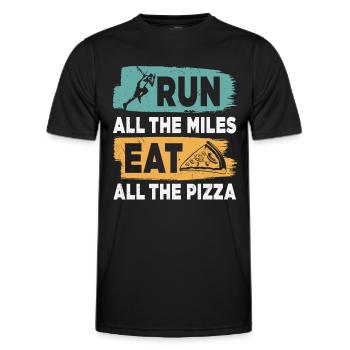 Run All The Miles Mangez toutes les pizzas Citations amusantes - T-shirt sport Homme - noir - Devant - AI Model Male 178 dark (178cm)